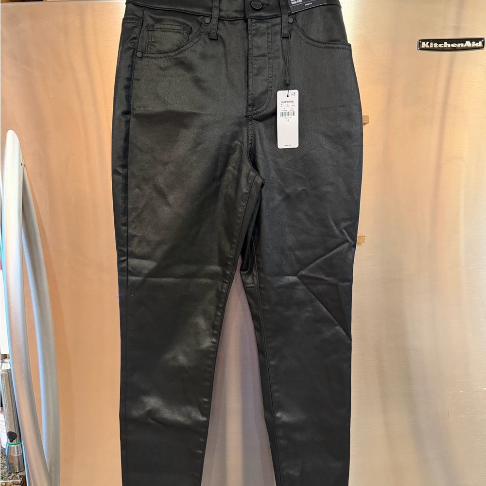 Express Black Coated Skinny High Rise Jeans stretch 0S